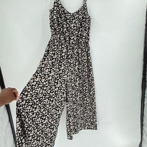 Papermoon Pants - Papermoon Floral Black & White Sleeveless Jumpsuit M